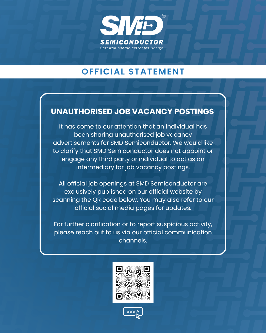 Official Statement Unauthorised Job Vacancy